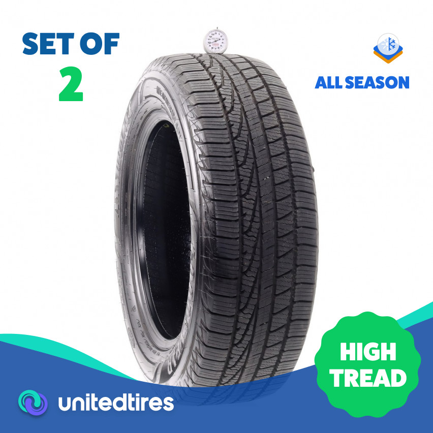 Set of (2) Used 225/60R17 Goodyear Assurance WeatherReady 99H – 9.5/32