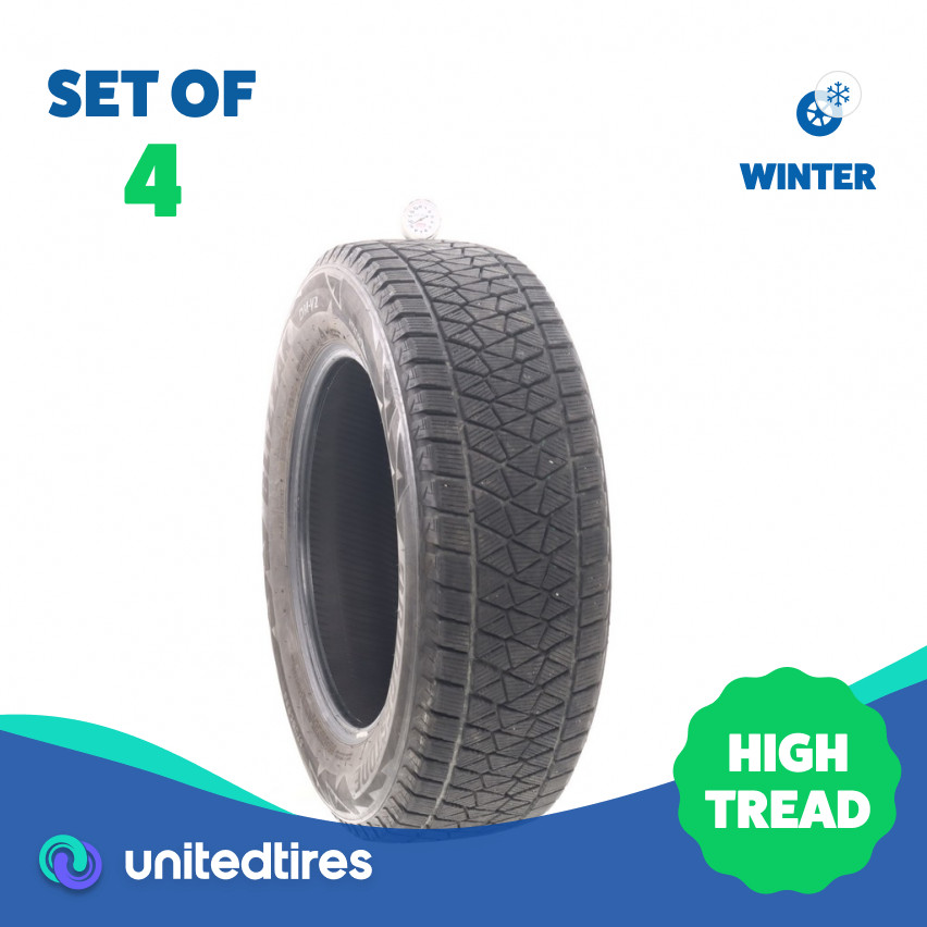 Set of (4) Used 225/65R17 Bridgestone Blizzak DM-V2 102S – 9.5-11/32
