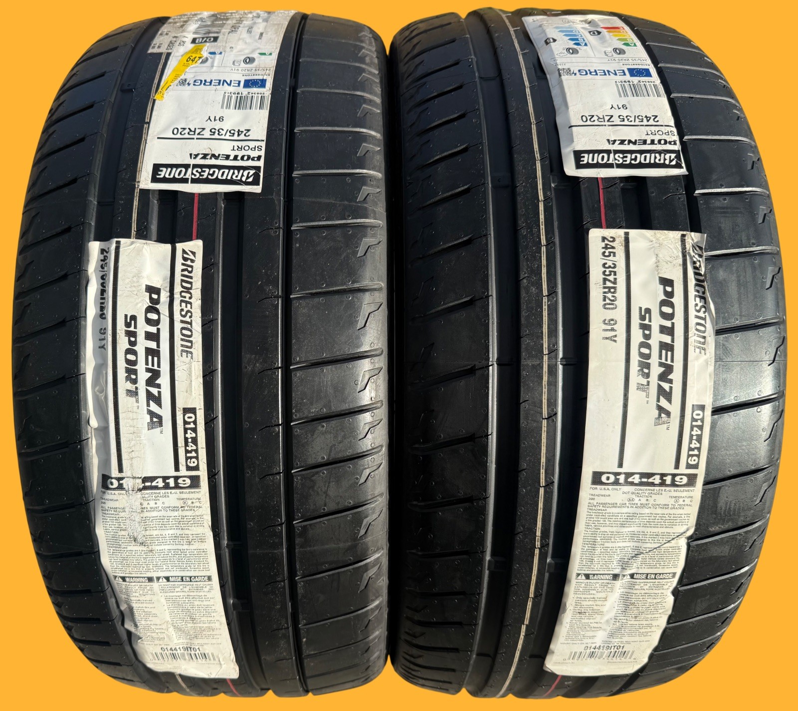 Set of TWO BRAND NEW 245/35ZR20 Bridgestone Potenza Sport Tires Like Michelin 4S