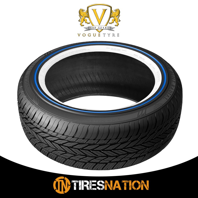 (1) New Vogue Custom Built Radial White/Blue 215/70R15XL 103H Tires