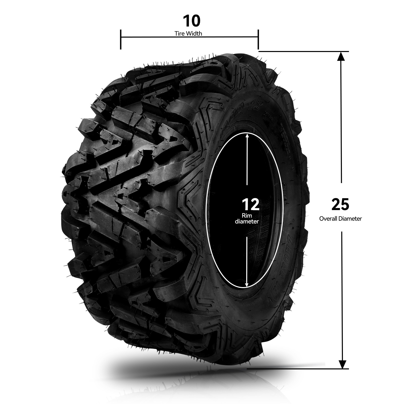 2PCS ATV TIRES 25×10-12 UTV All Terrain Tires 25 10 12 25x10x12 6 Ply