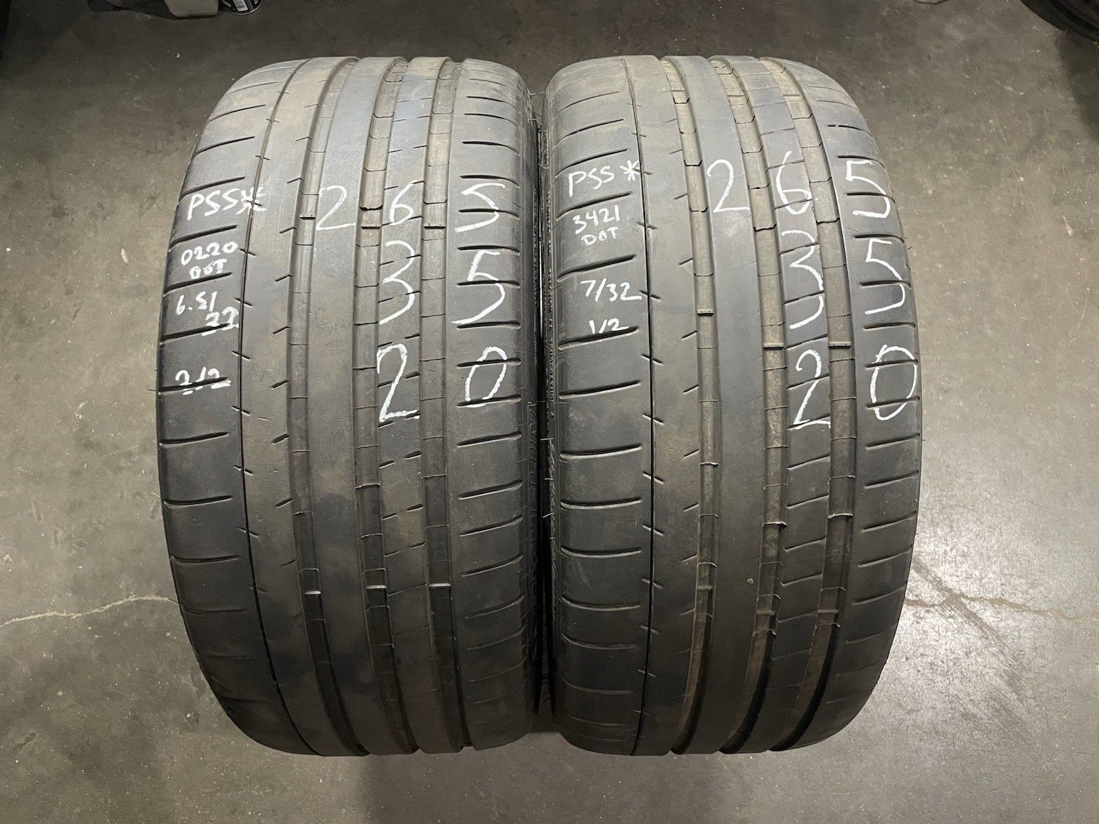 2x 265/35R20 Michelin Pilot Super Sport 6-7/32nds 99Y Used Tires 2653520 2021