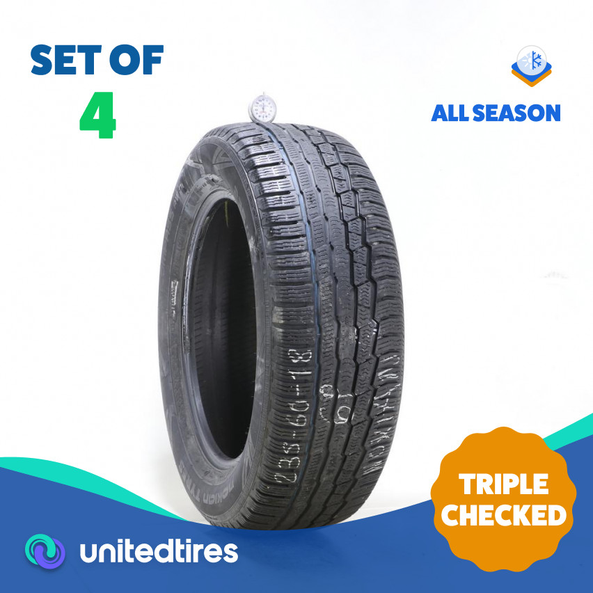 Set of (4) Used 235/60R18 Nokian Encompass AW01 107V – 6.5-8.5/32