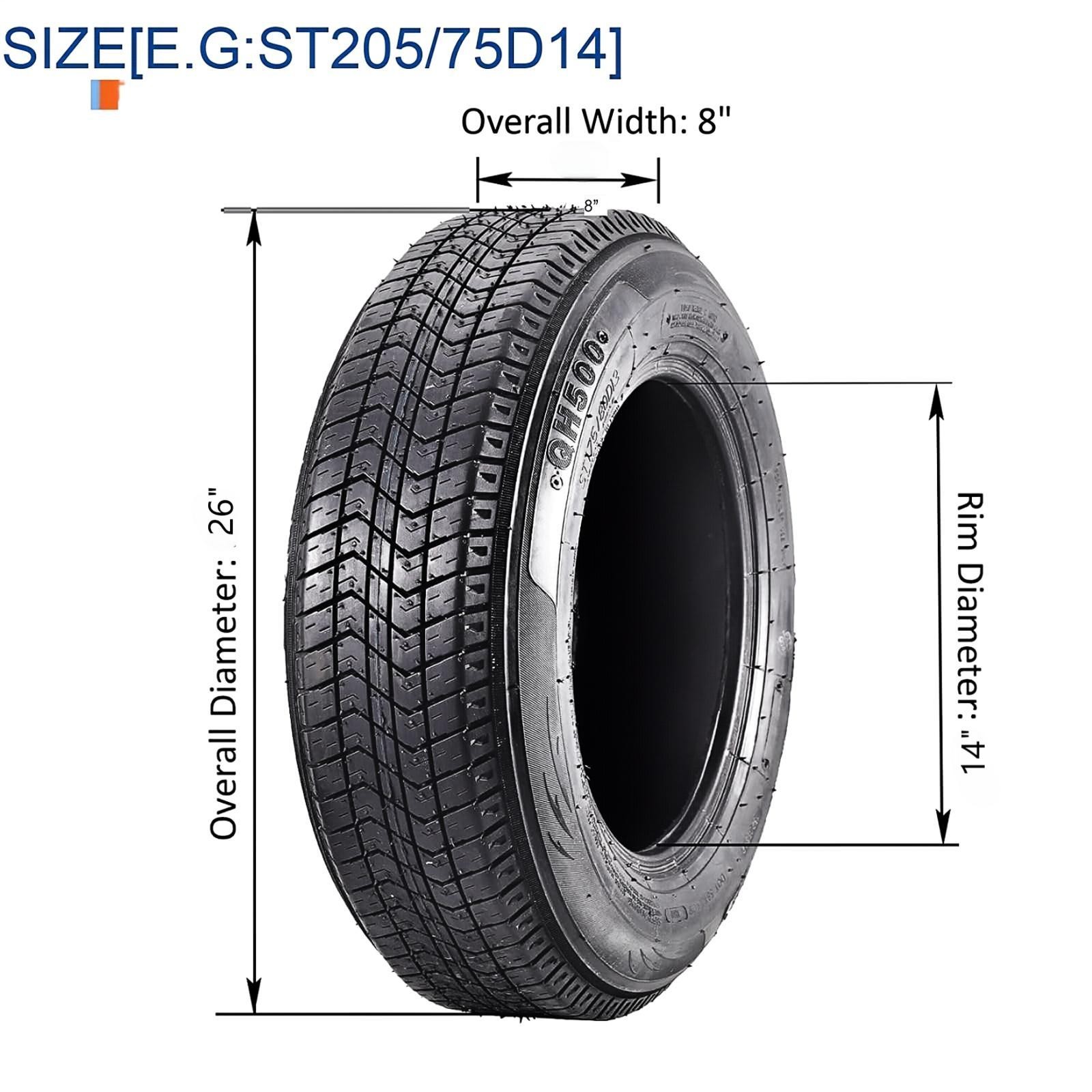⭐4 Pack Tires ST 205/75D14 205-75-14 205/75/14 Load Range C 6 Ply Trailer Tires