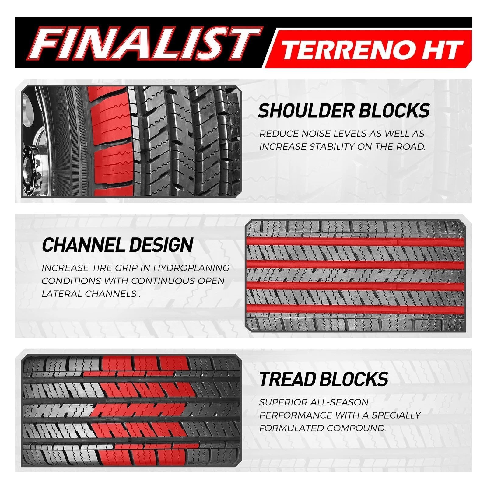 2 PACK Tires Finalist Terreno H/T LT235/80R17 10Ply 120R Highway Terrain Truck