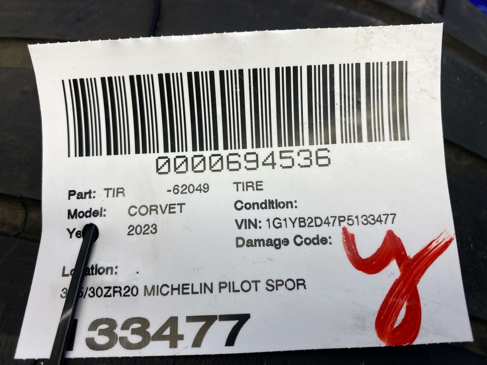 305/30ZR20 MICHELIN PILOT SPORT 4S 4.5-6/32NDS DATECODE 1523 *UNEVEN TREAD WEAR*