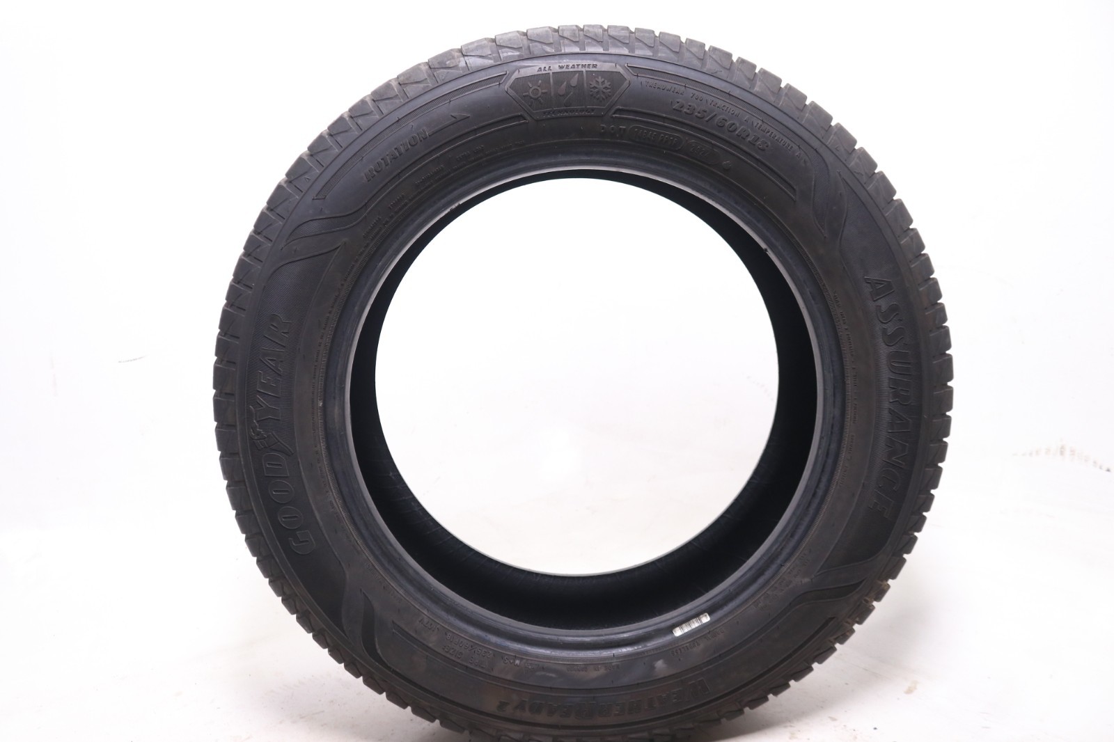 Set of 2 Used 235/60R18 Goodyear Assurance WeatherReady 2 – 107V – 8-8.5/32