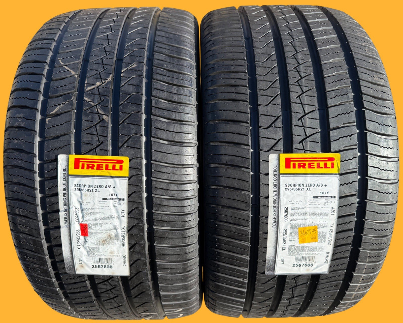 Set of TWO BRAND NEW 295/35R21 Pirelli Scorpion Zero AS + Plus All Season Tires