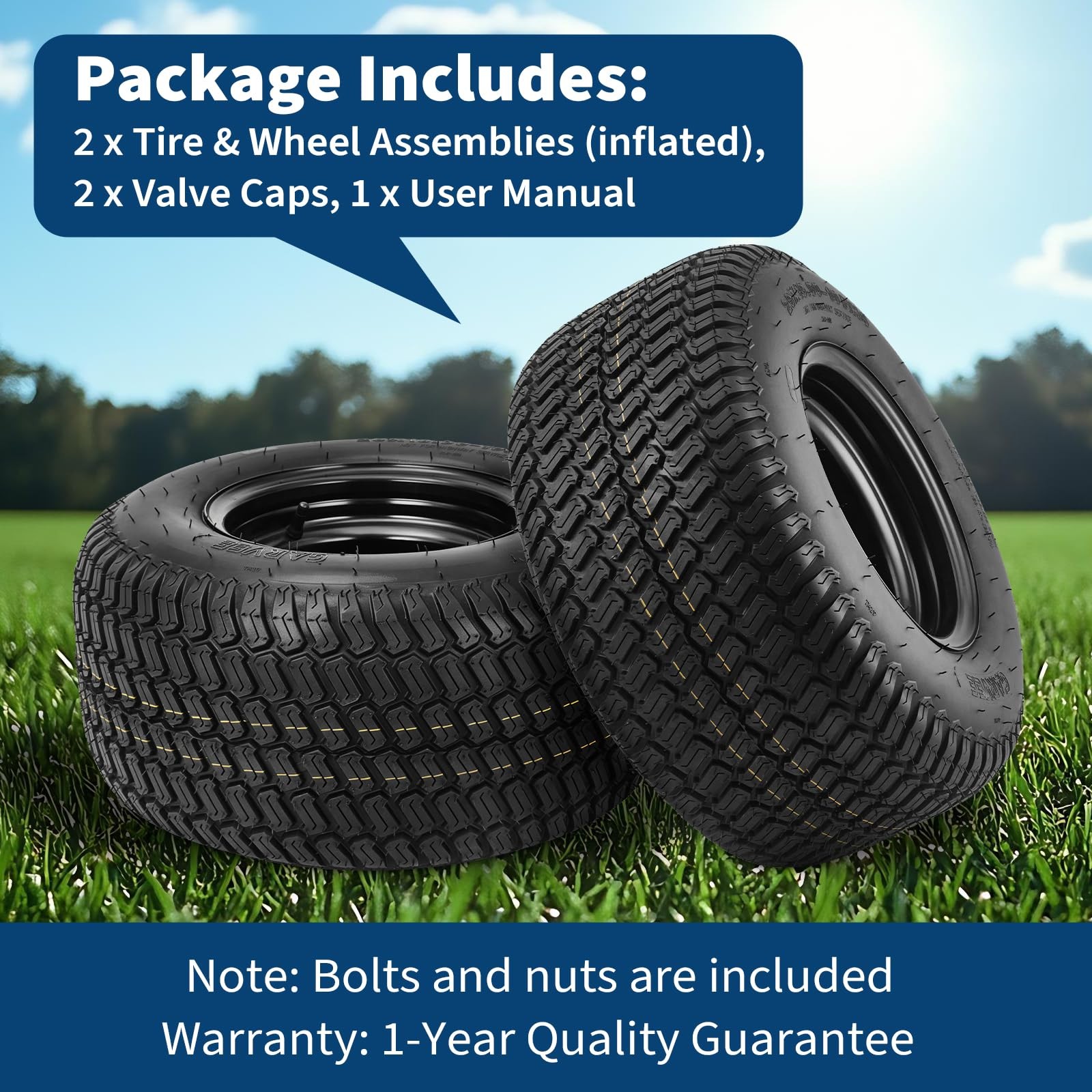 2pack 20×10-10 Rubber Lawn Mower Tire & Wheel Assembly 20×10-10 Replacement Tire