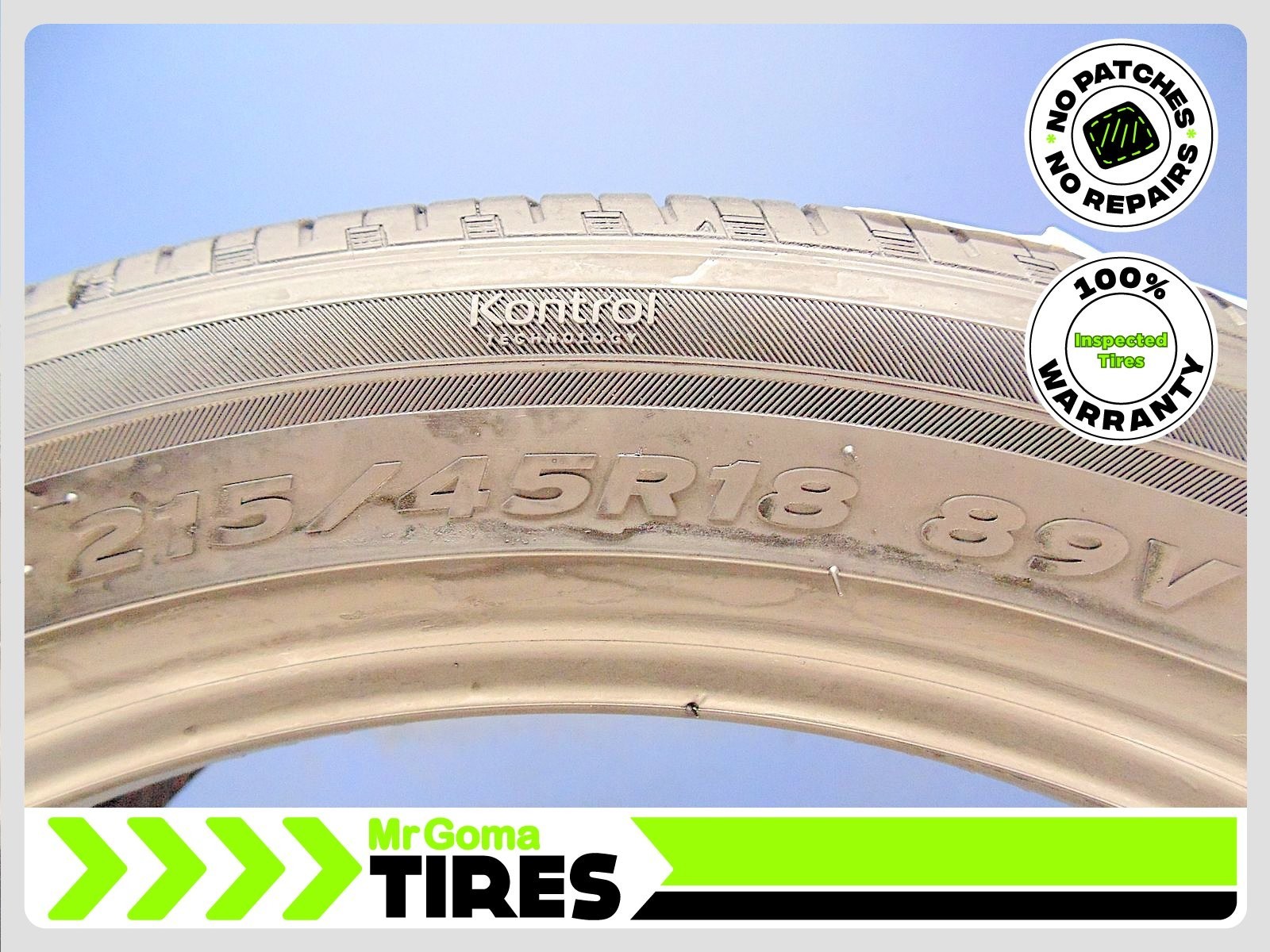 1 HANKOOK KINERGY GT KONTROL 215/45R18 USED TIRE 7.3/32 TREAD NO PATCHES 2154518