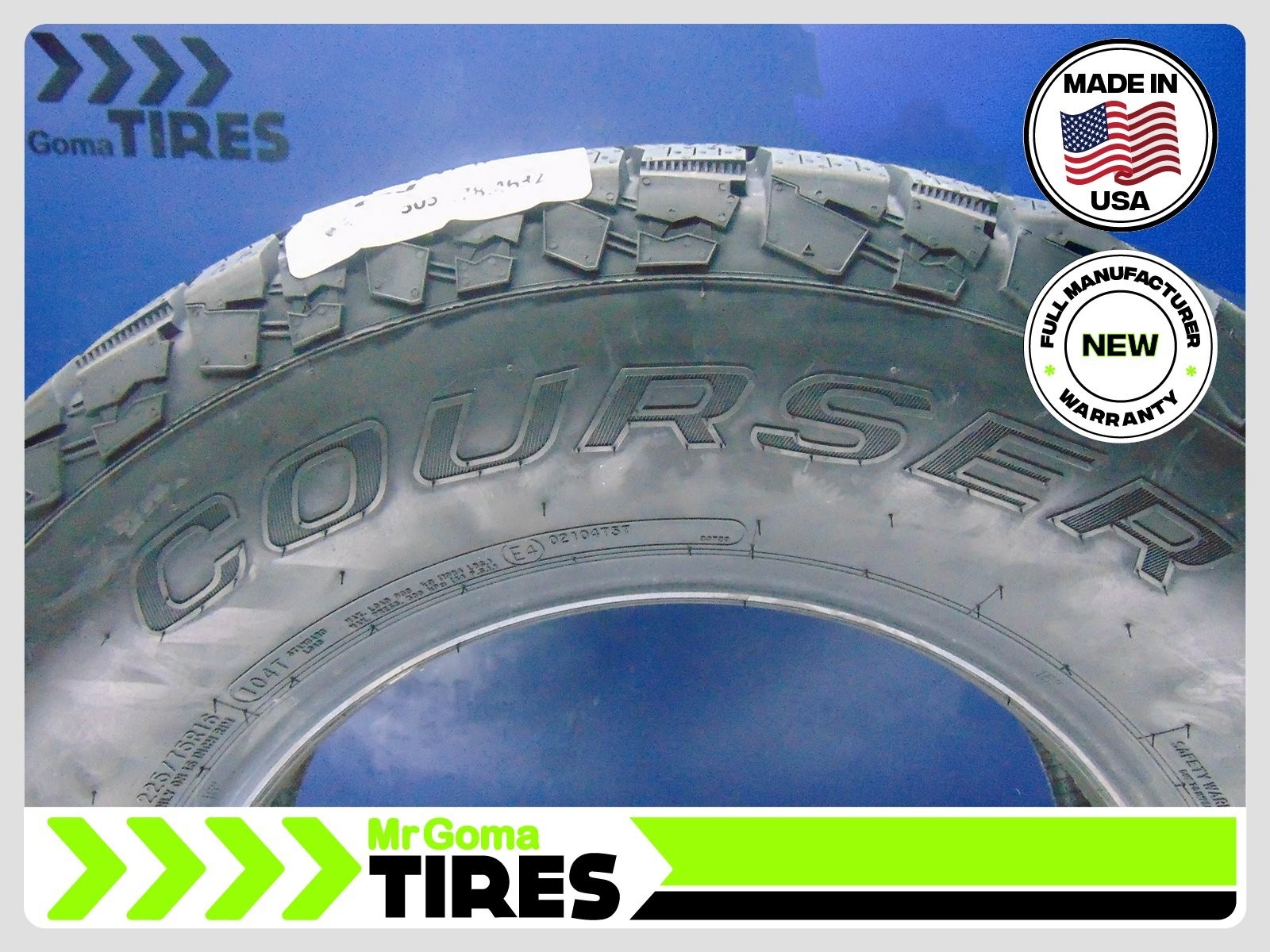 2 BRAND NEW 225/75R16 MASTERCRAFT COURSER TRAIL TIRES 104T 2257516