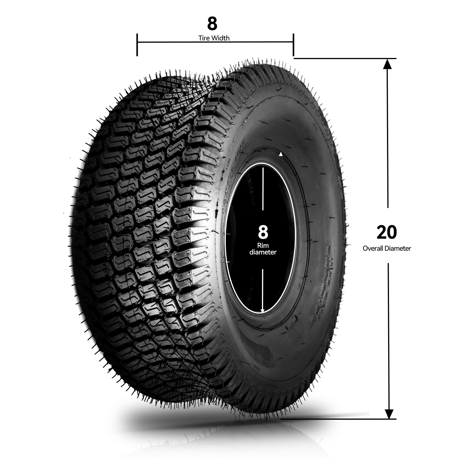 1pc 20×8-8 ATV Tire 4ply Lawn Turf Golf Cart Tire