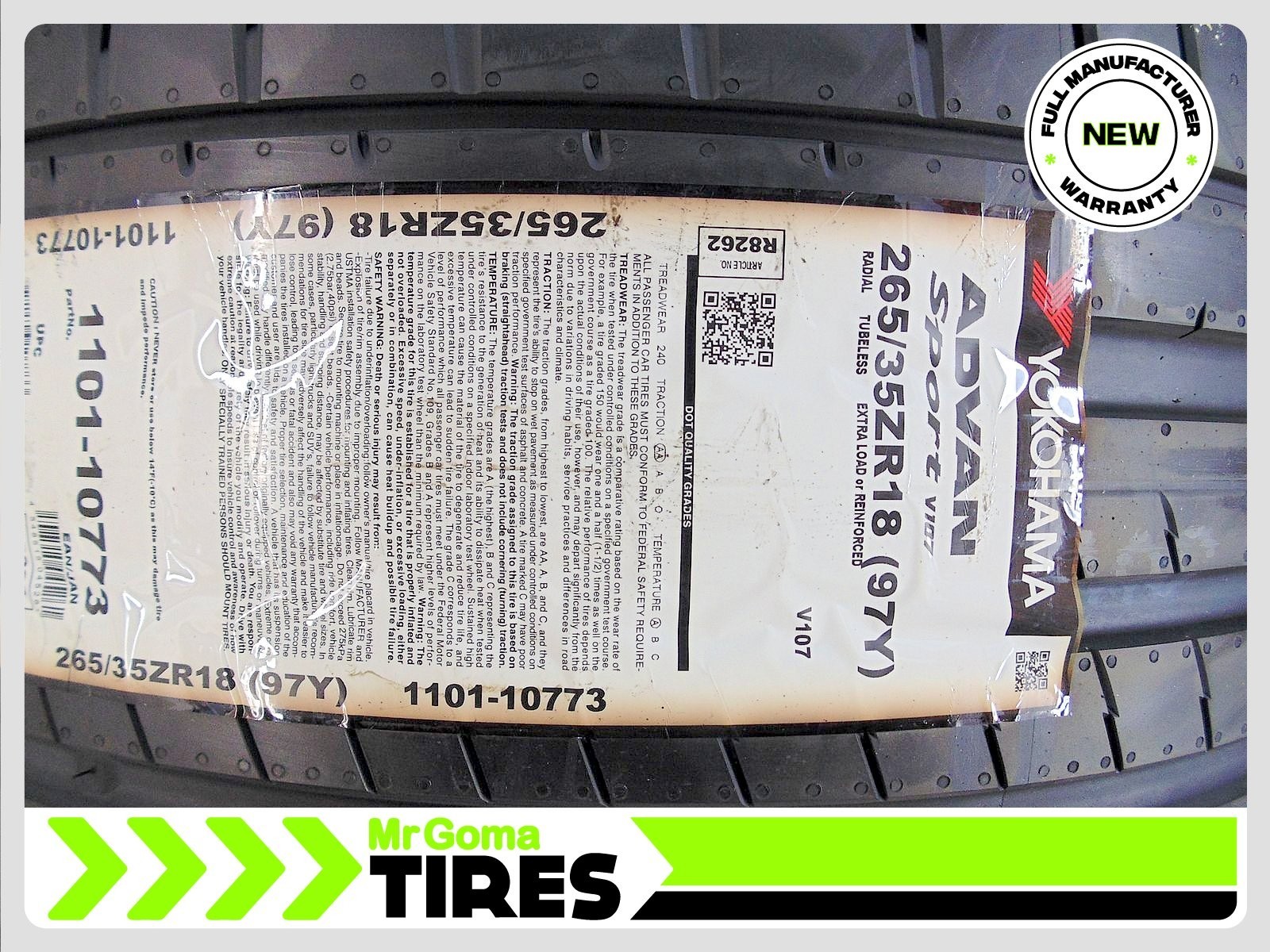 2 BRAND NEW YOKOHAMA ADVAN SPORT V107 XL 265/35ZR18 TIRES 97Y 2653518