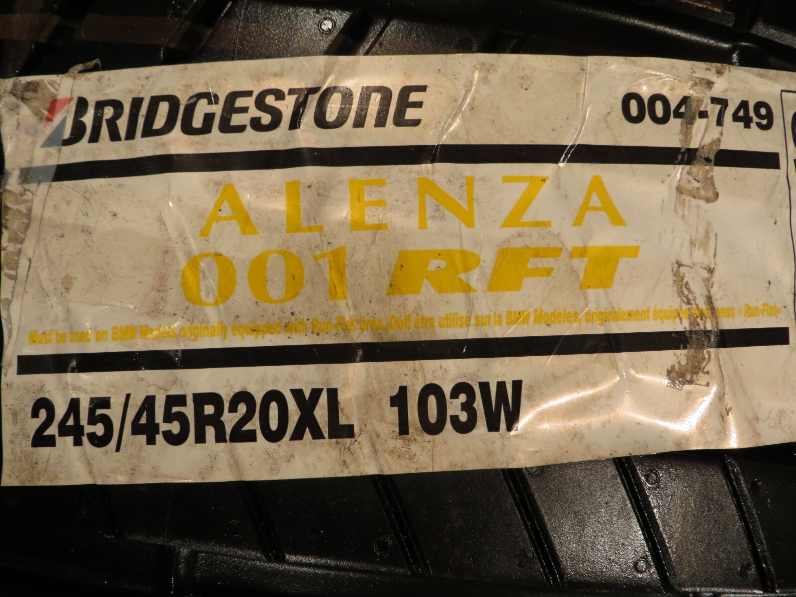 NEW 1 ONE BRIDGESTONE ALENZA 001 RFT 004-749 245/45R20 XL 103W 245 45 20 3155