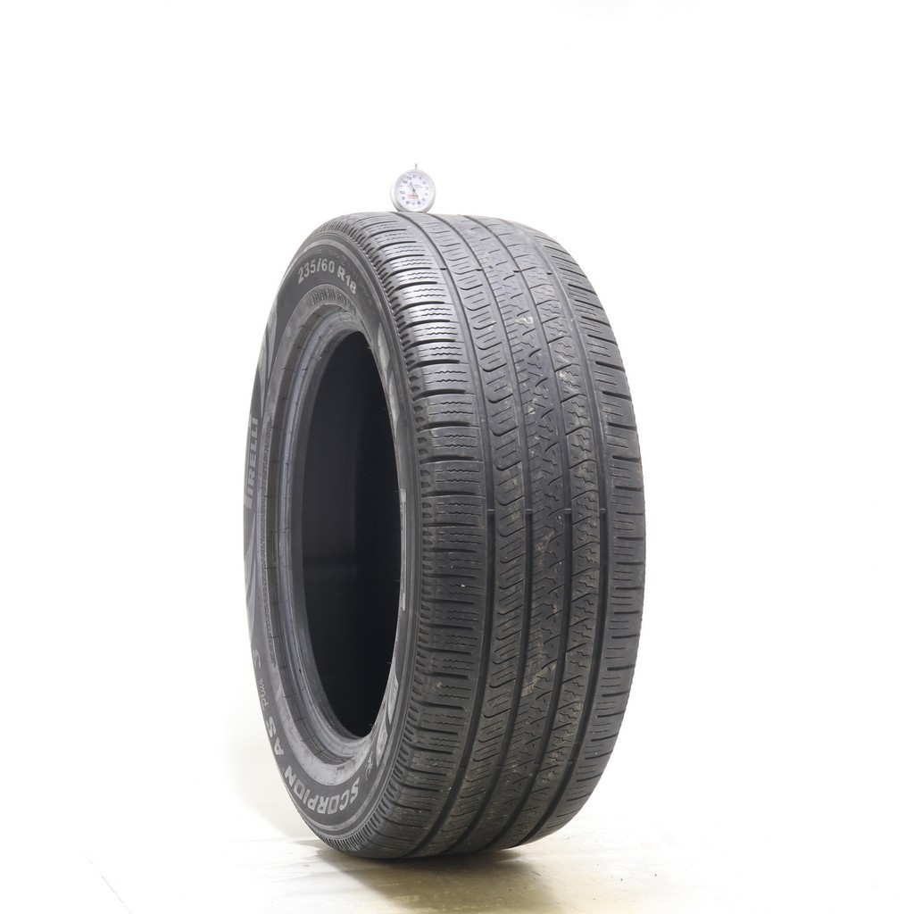 Set of (4) Used 235/60R18 Pirelli Scorpion AS Plus 3 107V – 5-7/32 (1ADMZ)