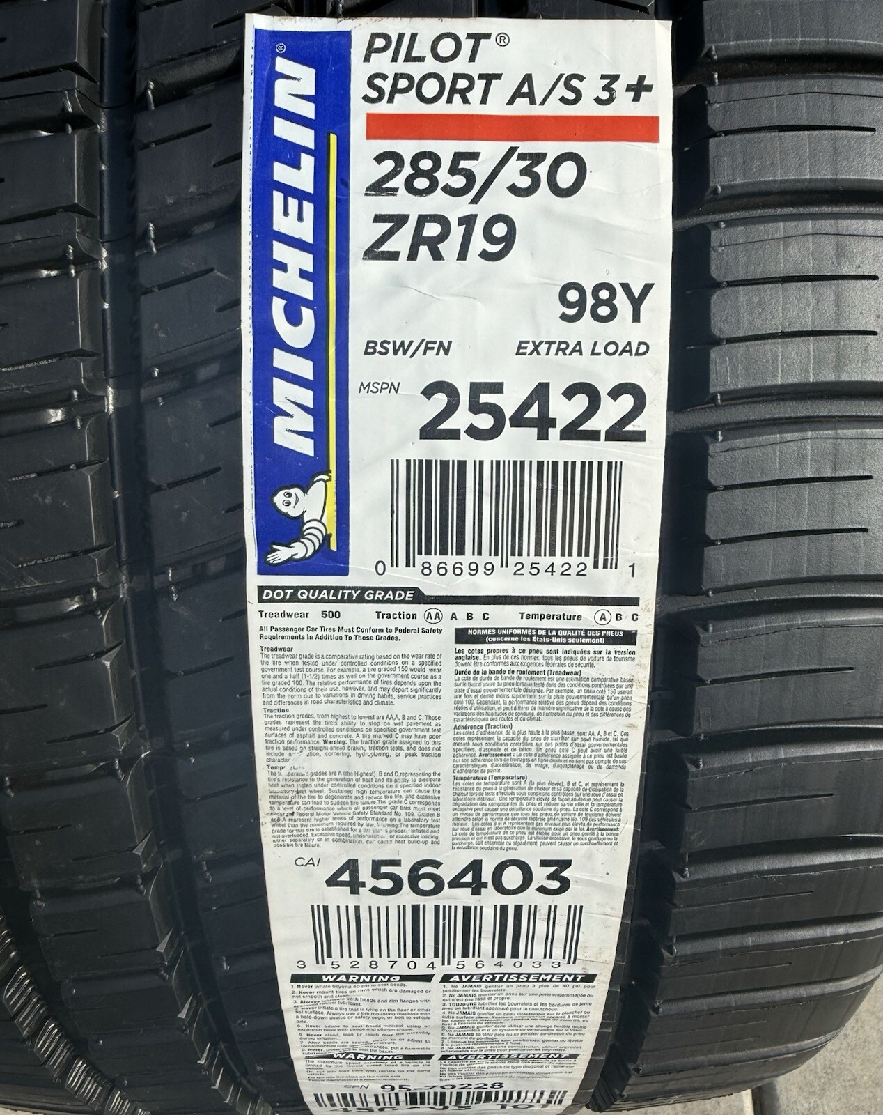 TWO BRAND NEW 285/30ZR19 98Y Michelin Pilot Sport A/S3+ All Season 3 Plus Tires