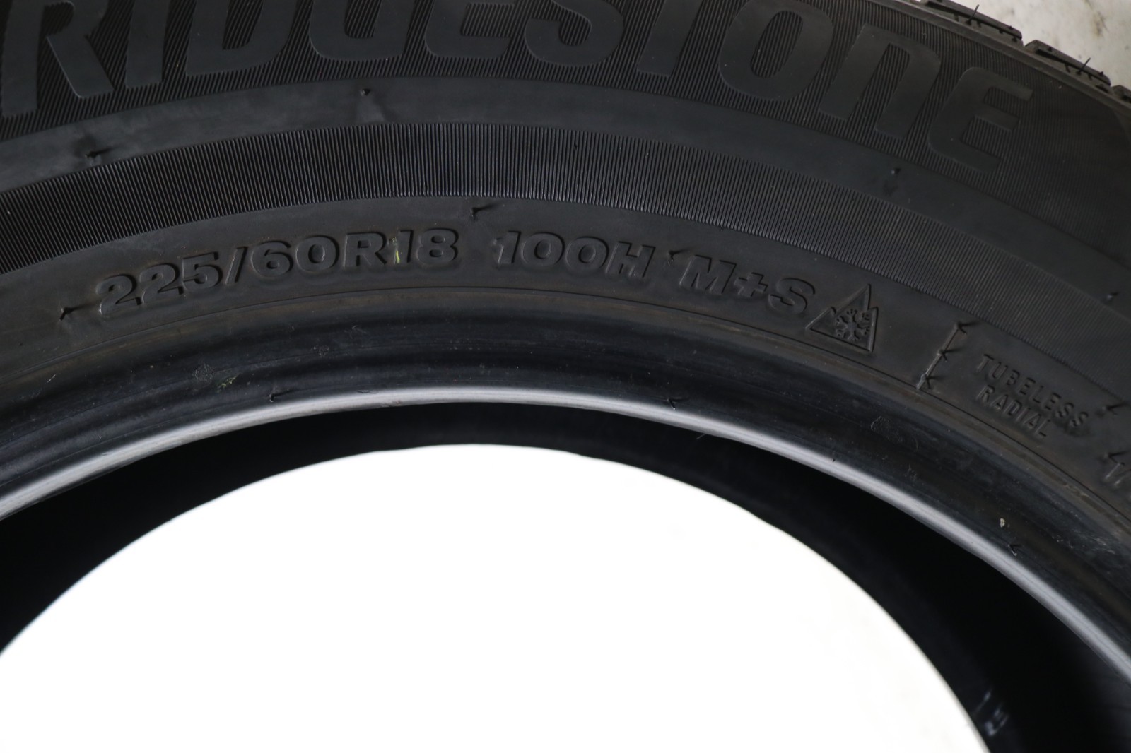 Set of 4 Used 225/60R18 Bridgestone WeatherPeak – 100H – 8-9/32