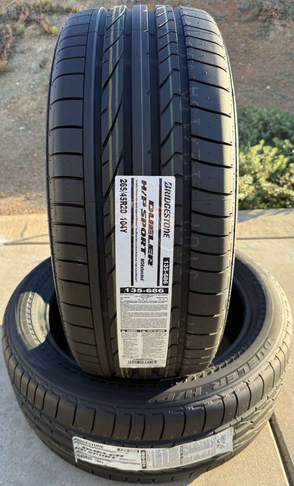 TWO NEW 265/45R20 104Y Bridgestone Dueler H/P HP Sport RFT MOExtended Run Flats