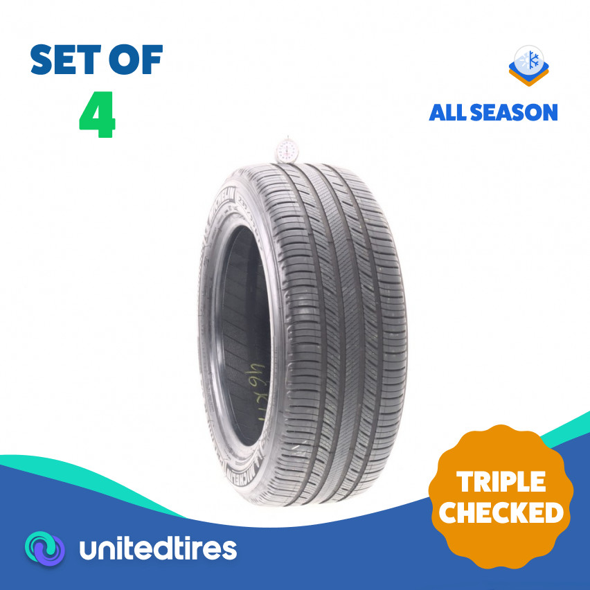 Set of (4) Used 235/55R17 Michelin Premier A/S 99H – 6.5-7/32