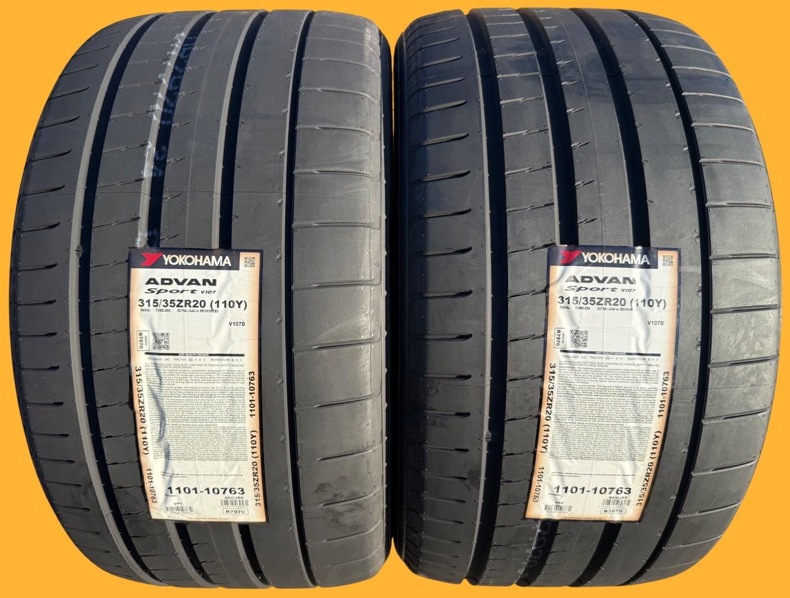 Set of TWO BRAND NEW 315/35ZR20 110Y Yokohama ADVAN Sport V107 Tires 3153520