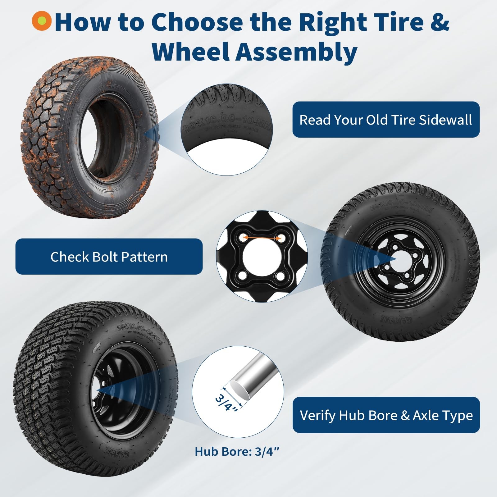 2pack 20×10-10 Rubber Lawn Mower Tire & Wheel Assembly 20×10-10 Replacement Tire