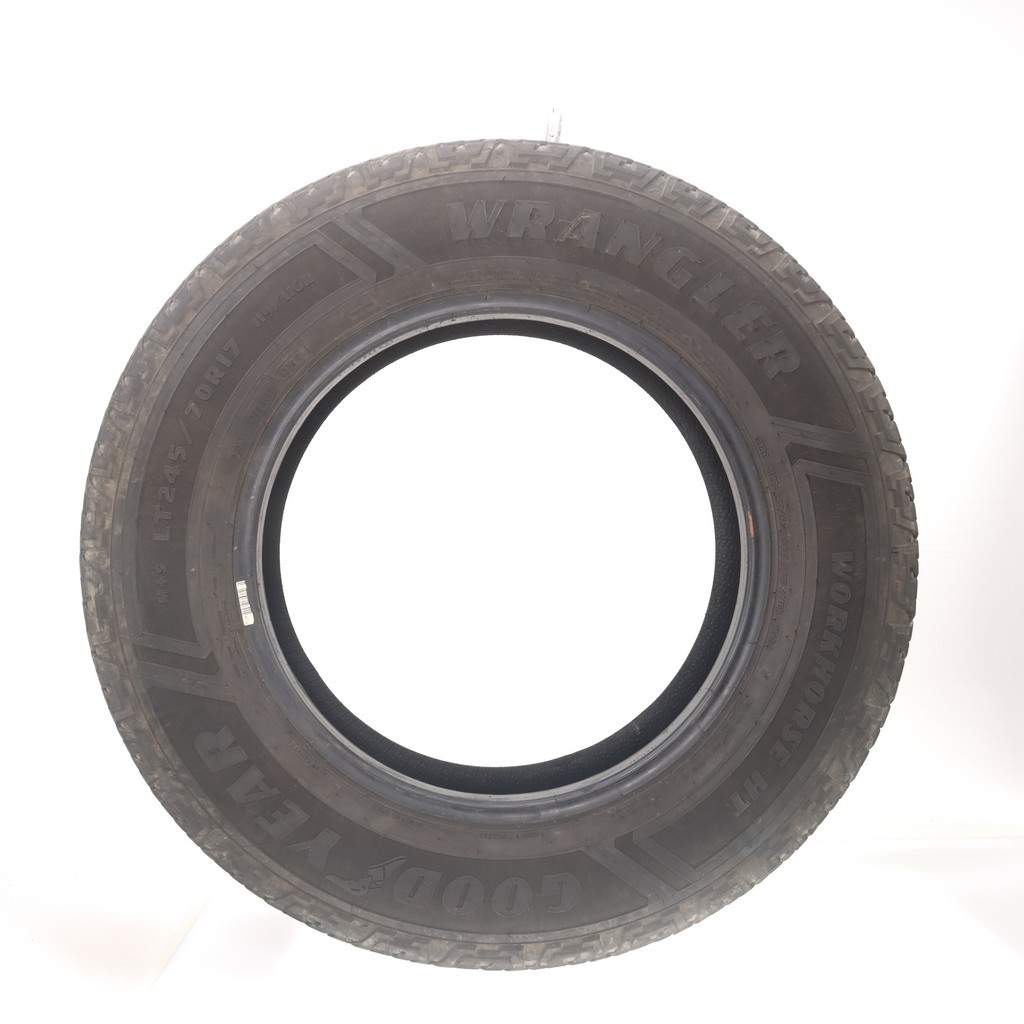 Set of (4) Used LT 245/70R17 Goodyear Wrangler Workhorse HT 119/116R – 6-7.5/32