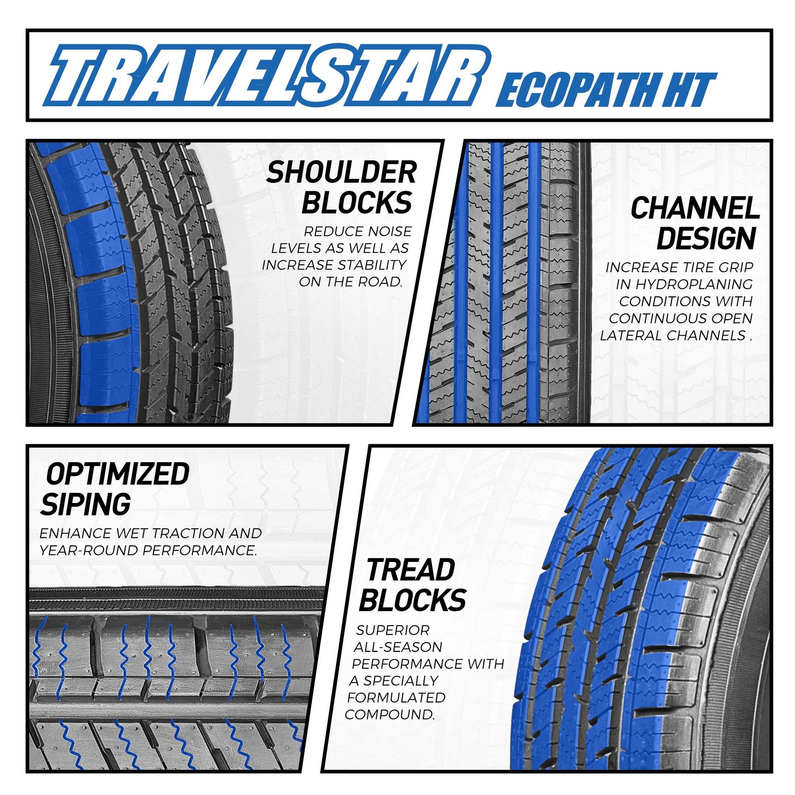 Set of 2 Travelstar EcoPath H/T LT235/75R15 104R 6PR Highway Terrain Truck Tires