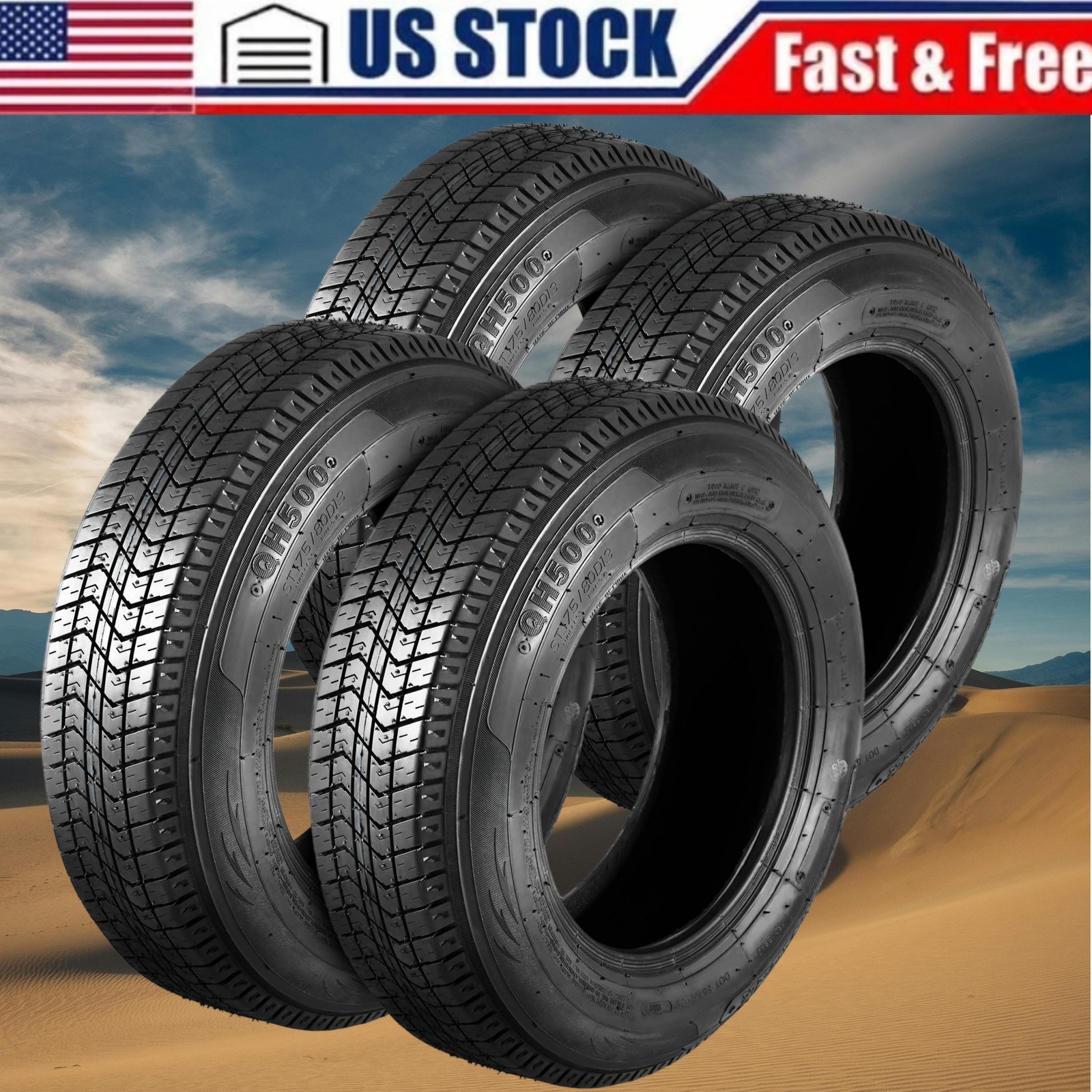 ⭐4 Pack Tires ST 205/75D14 205-75-14 205/75/14 Load Range C 6 Ply Trailer Tires