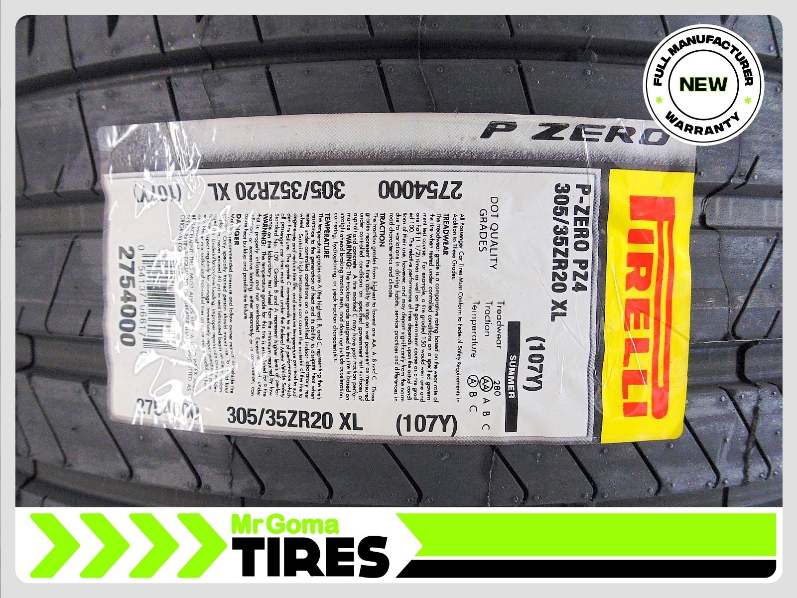 2 BRAND NEW PIRELLI P ZERO TM PZ4 XL 305/35ZR20 USED TIRES 107Y 23053520