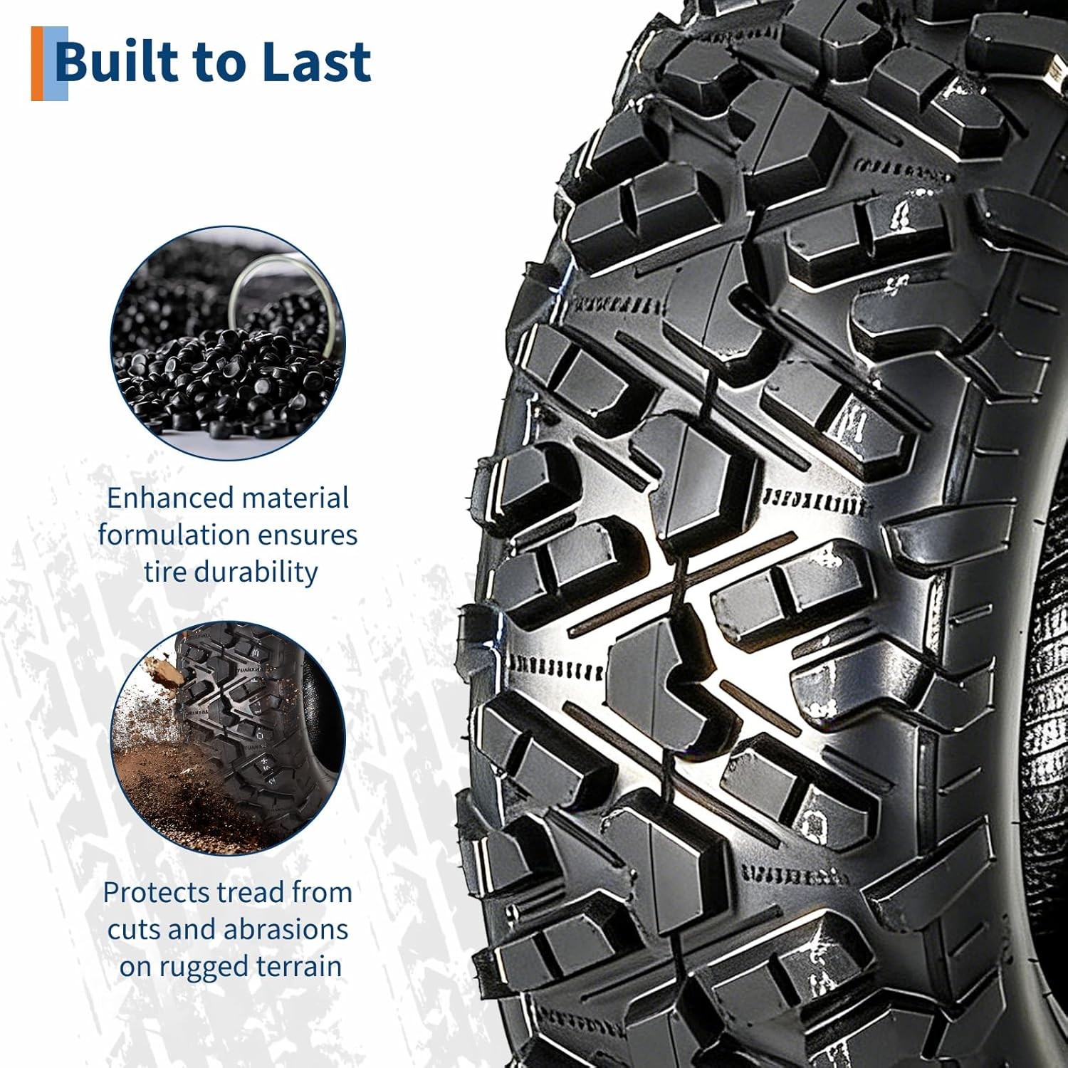 25×10-12 ATV UTV Tires, 25x10x12 All-Terrain ATV Tires, 6PR Tubeless, Set of 2