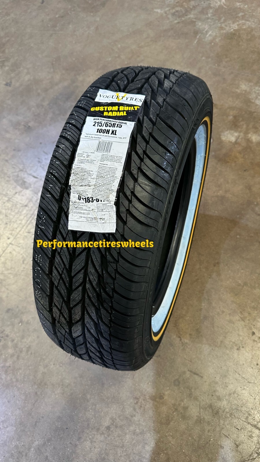4 NEW 215-65R15 100H XL VOGUE CUSTOM BUILT GOLD WHITE SIDEWALL TIRE 215/65-15