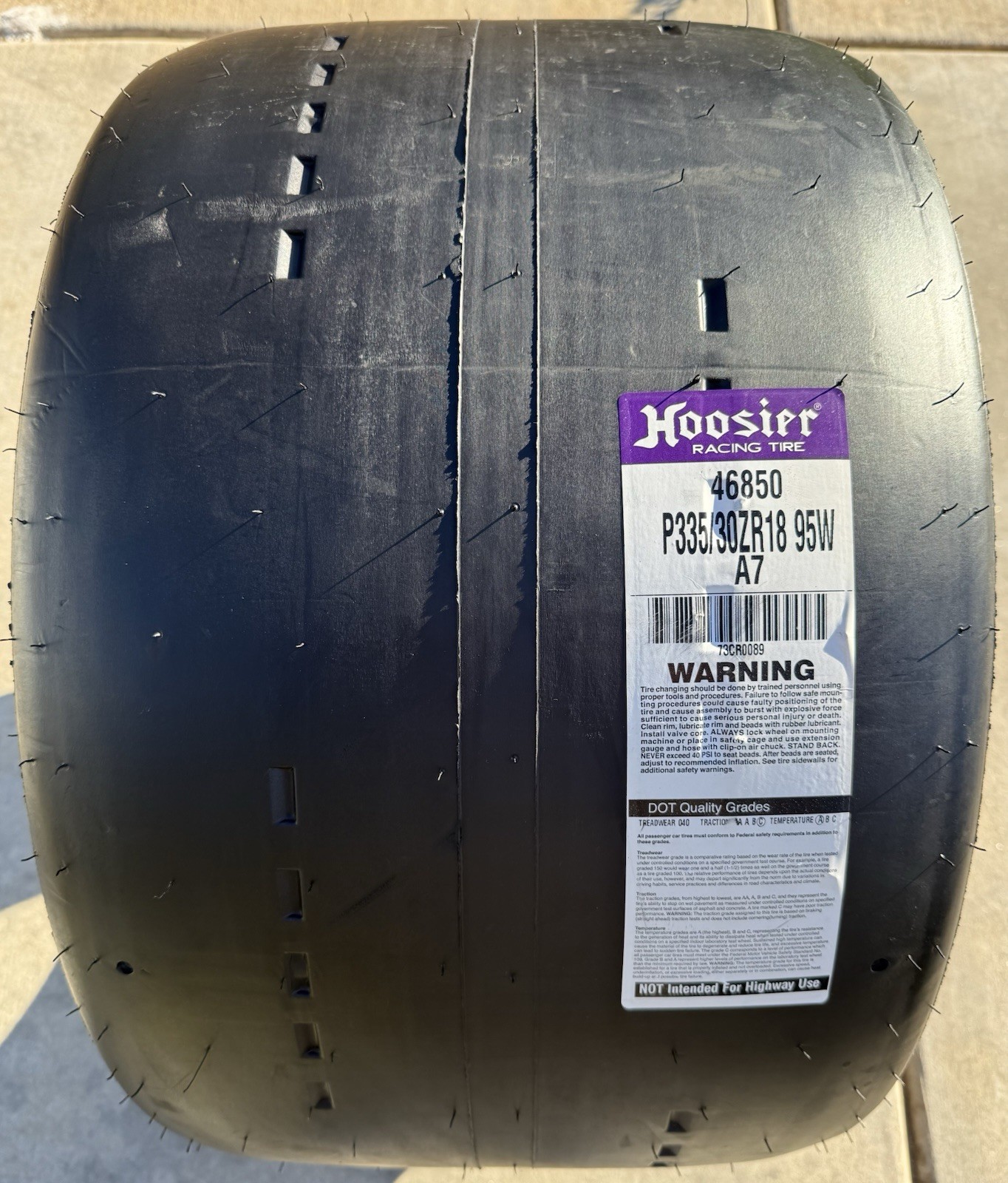 Set of TWO BRAND NEW 335/30ZR18 95W Hoosier A7 Racing Tires Slicks P335/30ZR18