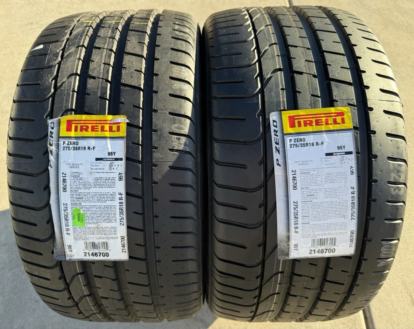 Set of TWO BRAND NEW 275/35R18 95Y Pirelli P Zero Run Flat Tires 2753518