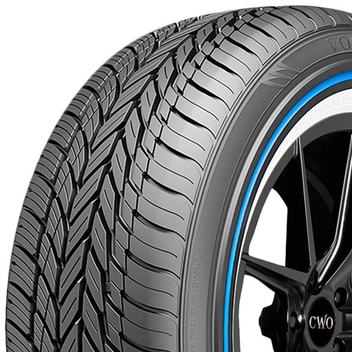 (QTY 4) 245/40R20 Vogue Custom Built Radial VIII 99V SL Blue/White Tires