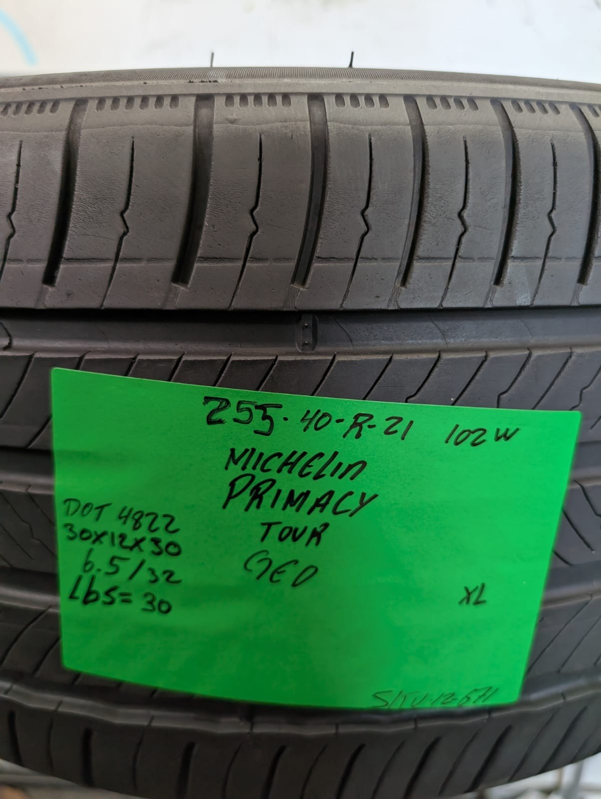 Used 255/40R21 Michelin Primacy Tour A/S GOE 102W – 6.5/32