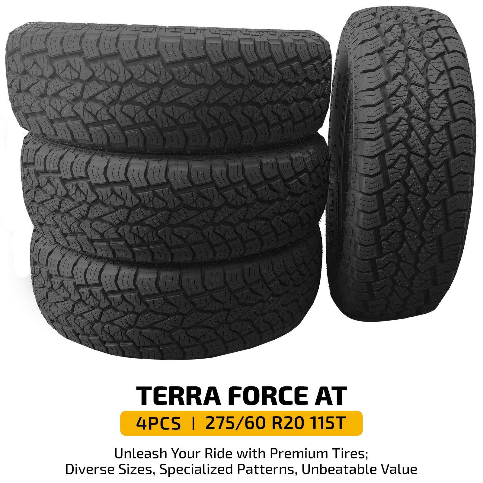 TERRA All Terrain 265/60R18 110T 4 Tire 9.6mm Tread 660AA BSW 50000 Miles Warran