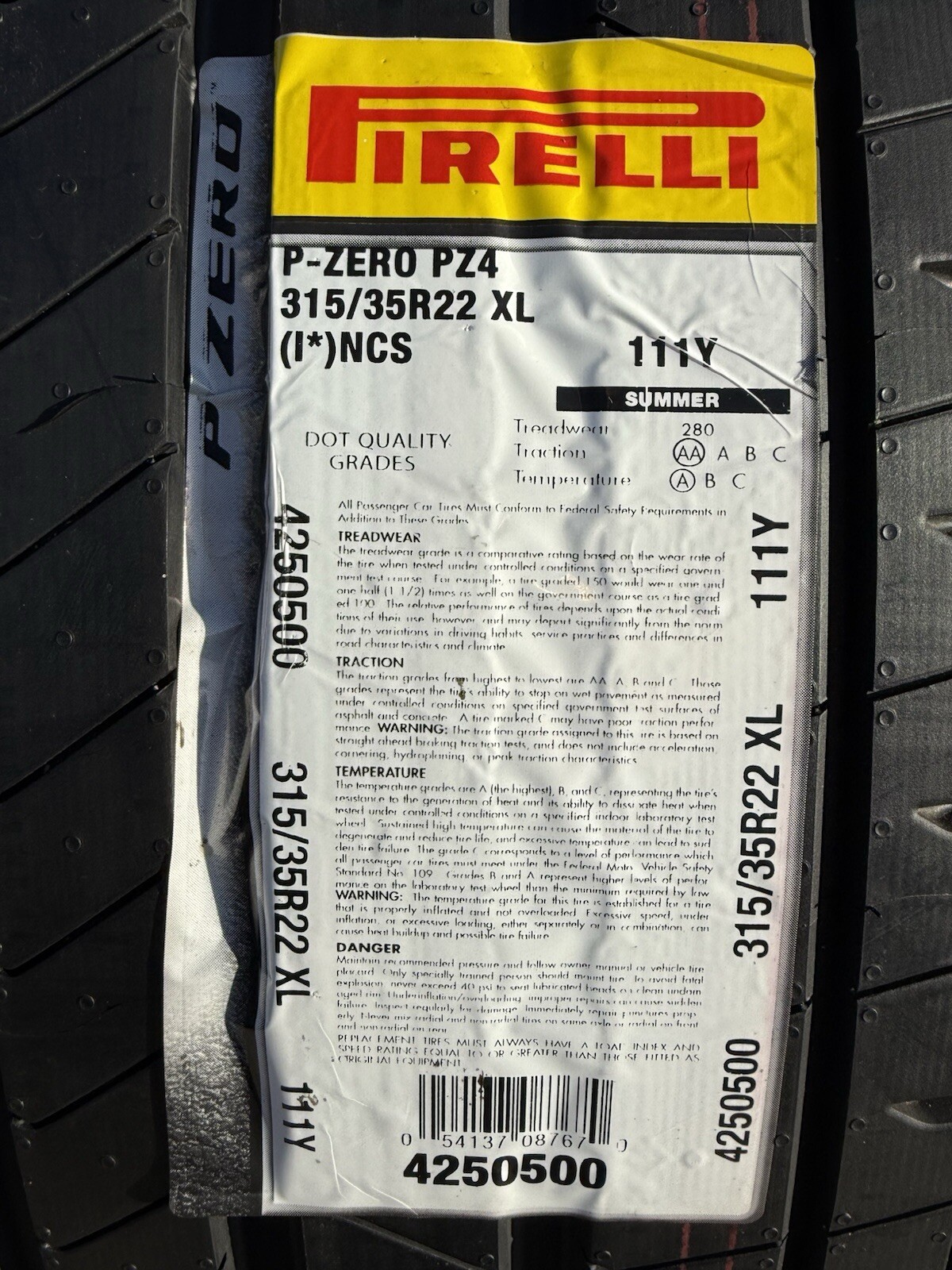 TWO BRAND NEW 315/35R22 111Y Pirelli P Zero PZ4 PNCS Foam BMW XM Hybrid Tires