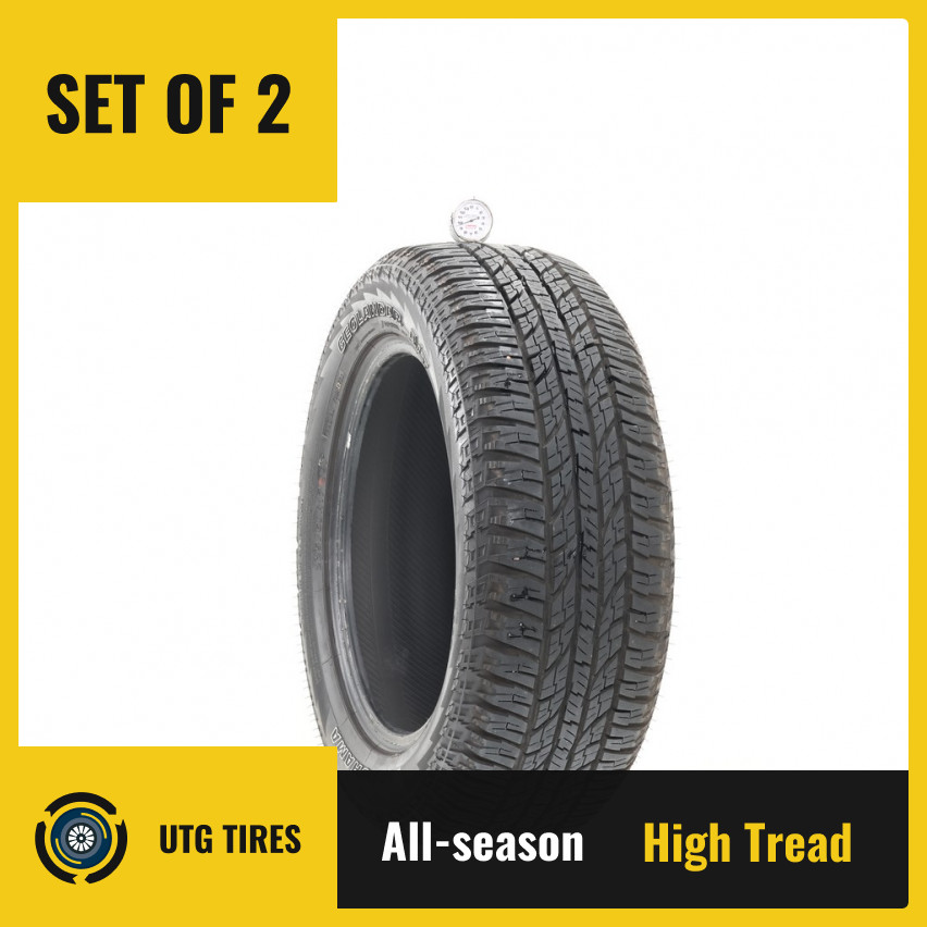 Set of (2) Used 225/60R17 Yokohama Geolandar A/T G015 99T – 9.5/32