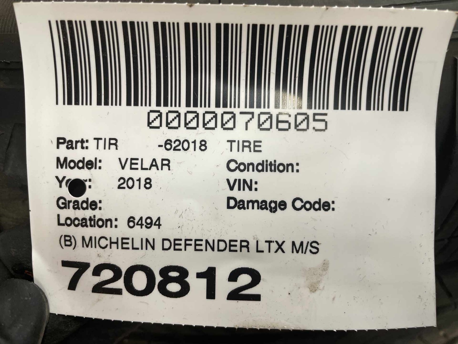 (B) MICHELIN DEFENDER LTX M/S 255/50R20 109H EXTRA LOAD DOT 4822 7/32NDS