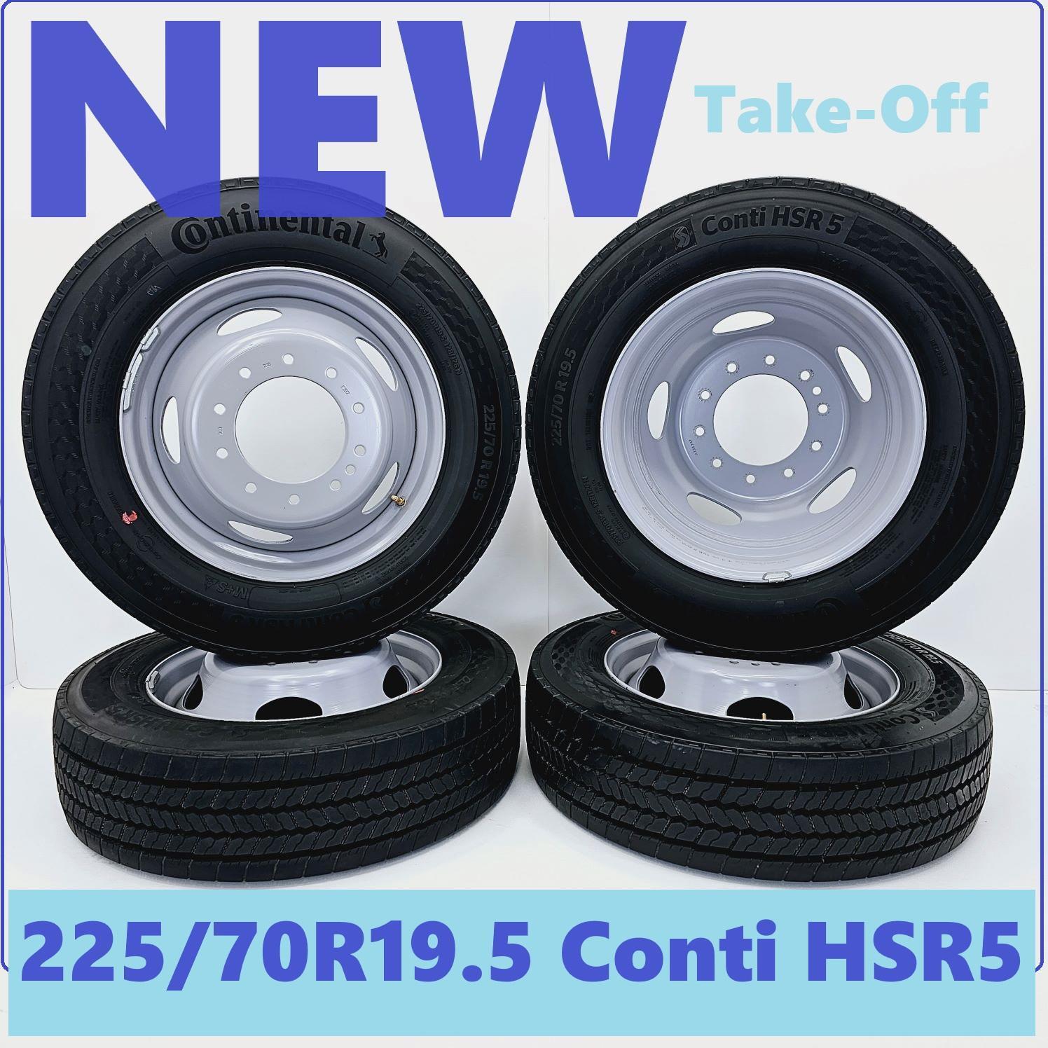 2005-2023 FORD F450 F550 225/70R19.5 CONTINENTAL HSR5 4 TIRES & STEEL RIMS
