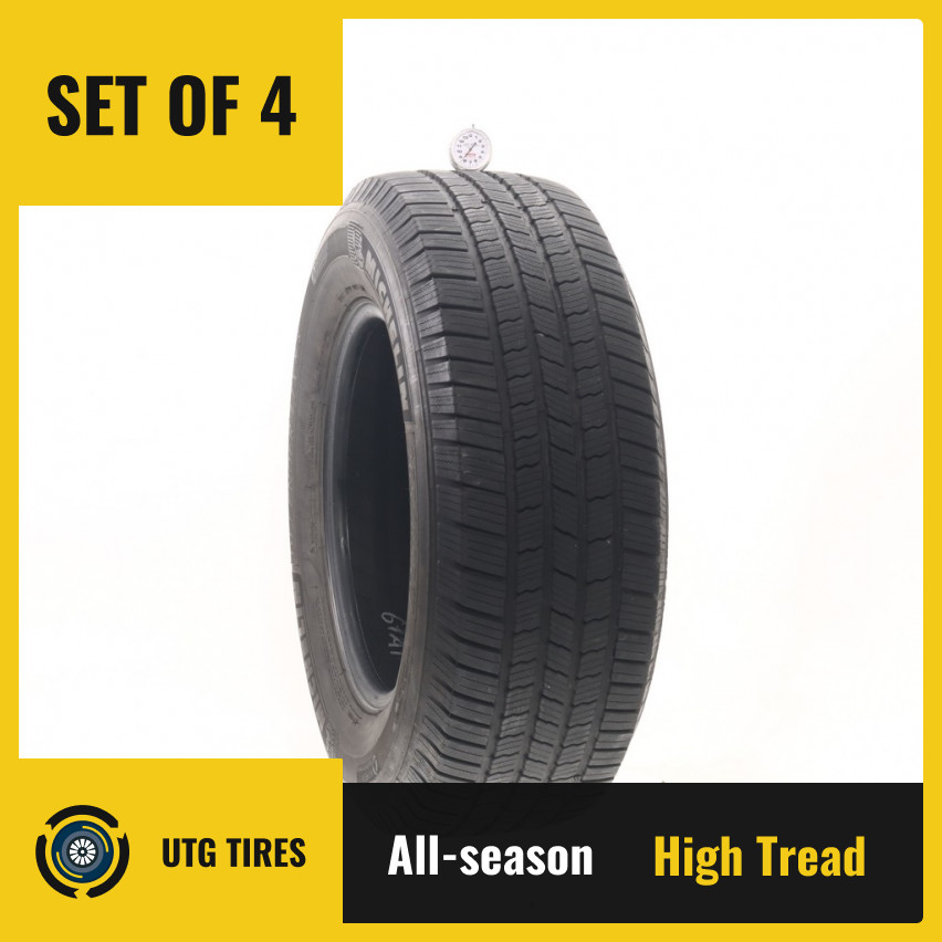 Set of (4) Used 265/65R17 Michelin Defender LTX M/S 112T – 8.5-9.5/32
