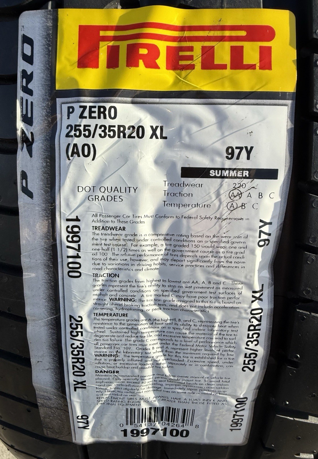 Set of TWO BRAND NEW 255/35R20 97Y Pirelli P Zero Tires Like Michelin Sport 4S!
