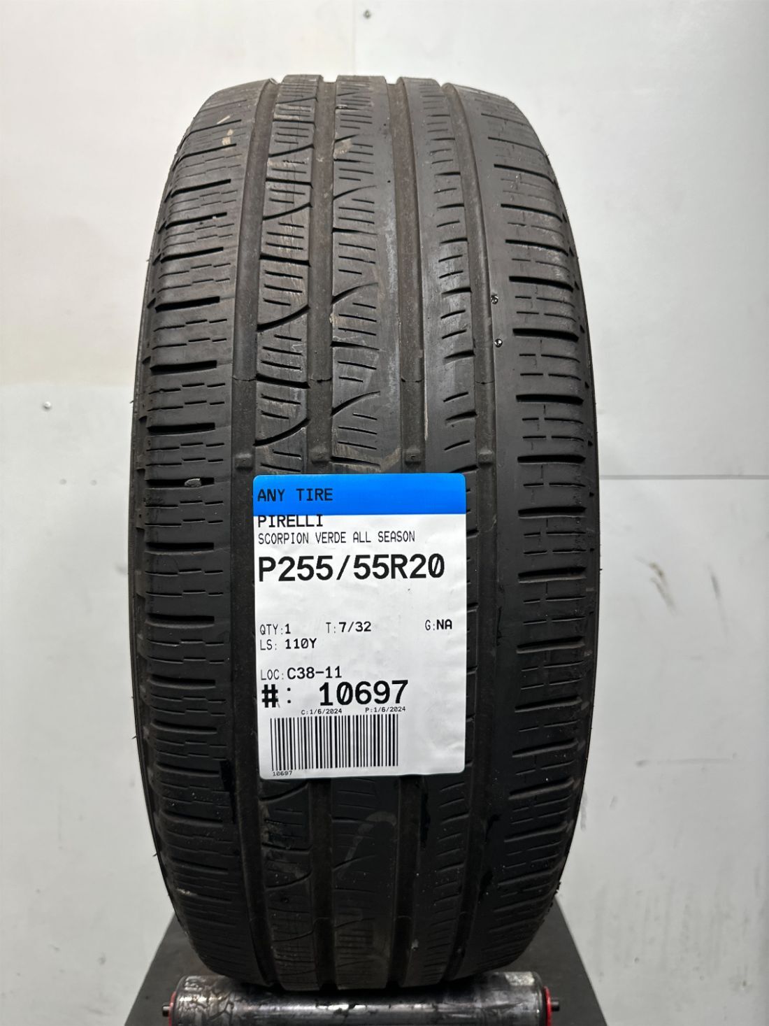 1 Used Pirelli Scorpion Verde All Season P255/55R20 2555520 255/55/20 110Y 7/32