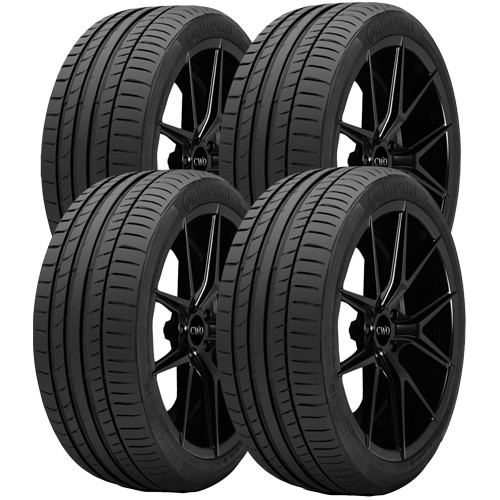 (QTY 4) 285/35R21 Continental Sport Contact 5 105Y XL Black Wall Tires