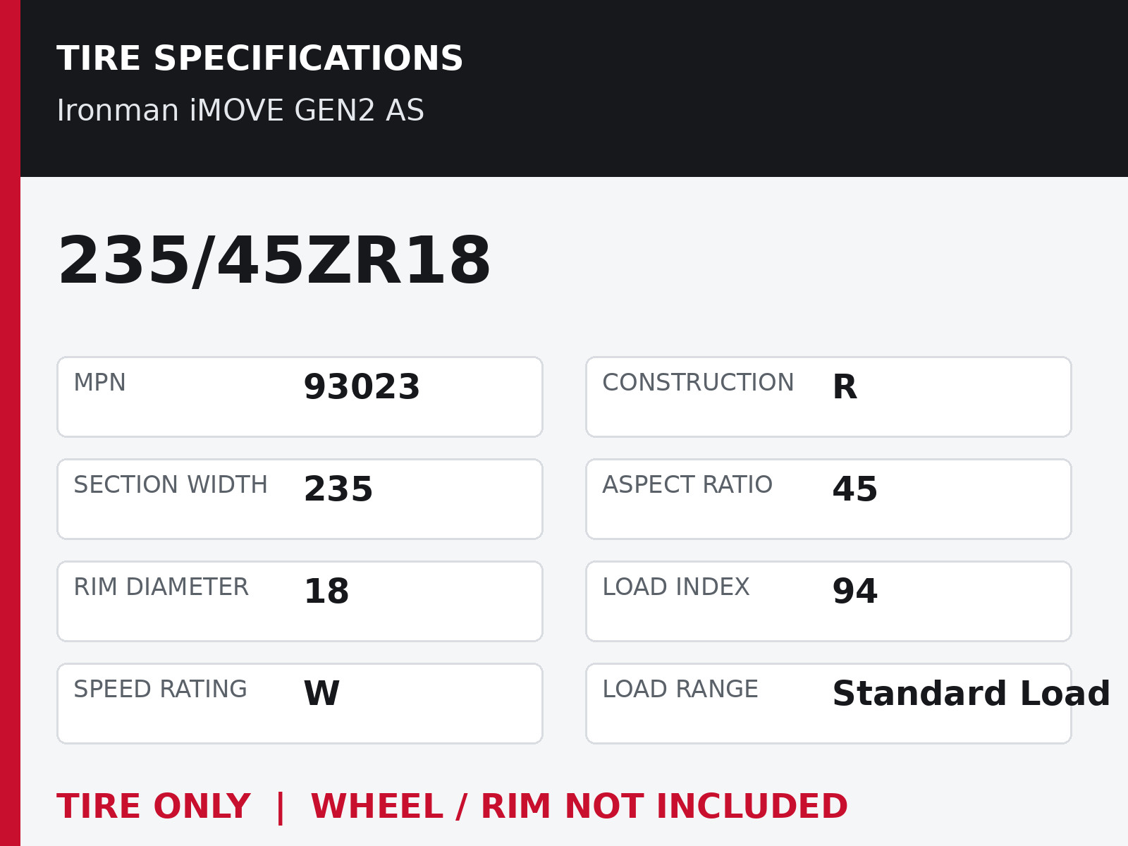 2 New Ironman iMOVE GEN2 AS 235/45ZR18 94W A/S All Season Tires 2354518