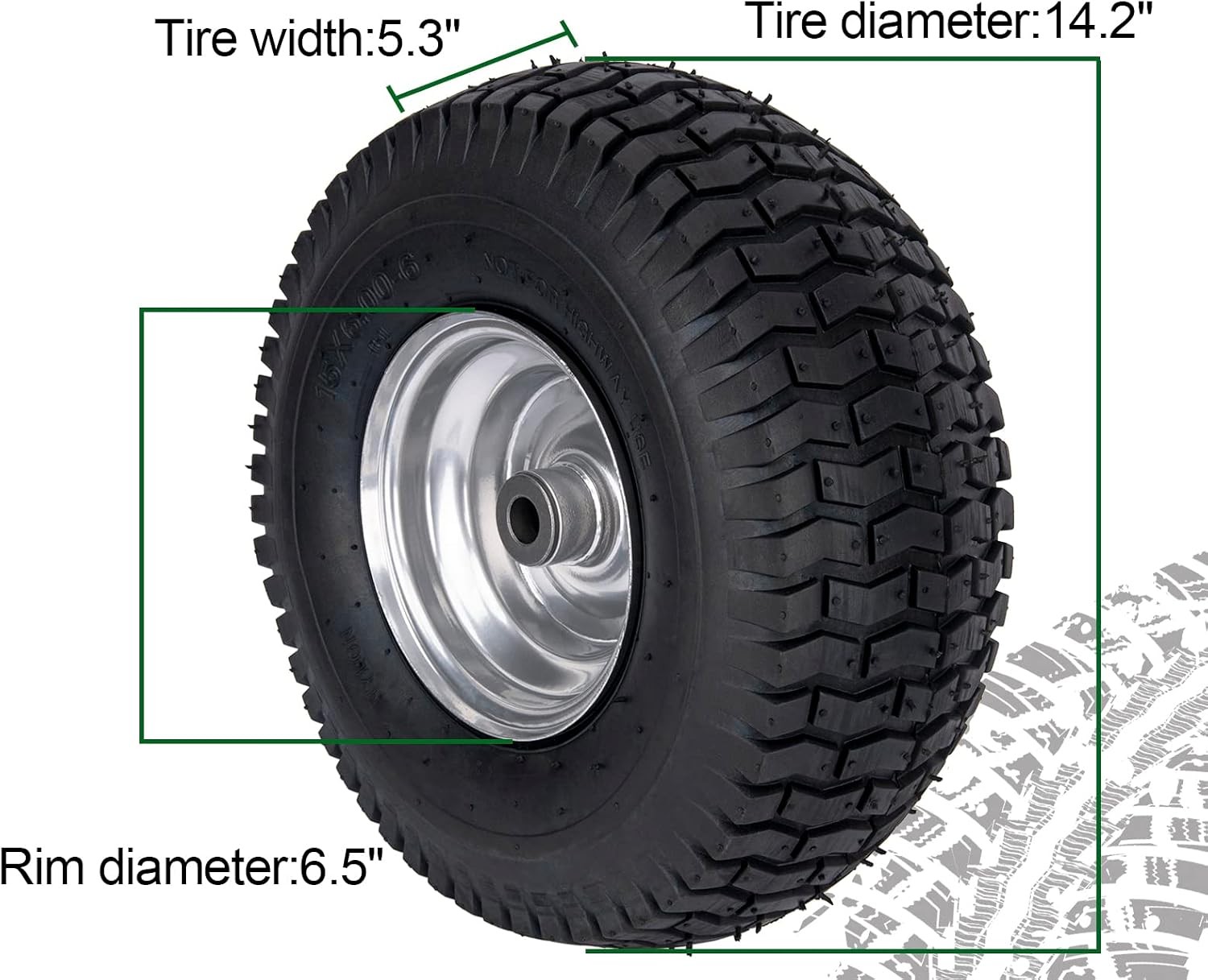 15×6.00-6 Lawn Mower Tire Wheel Assembly Front Tire for John Deere Craftsman