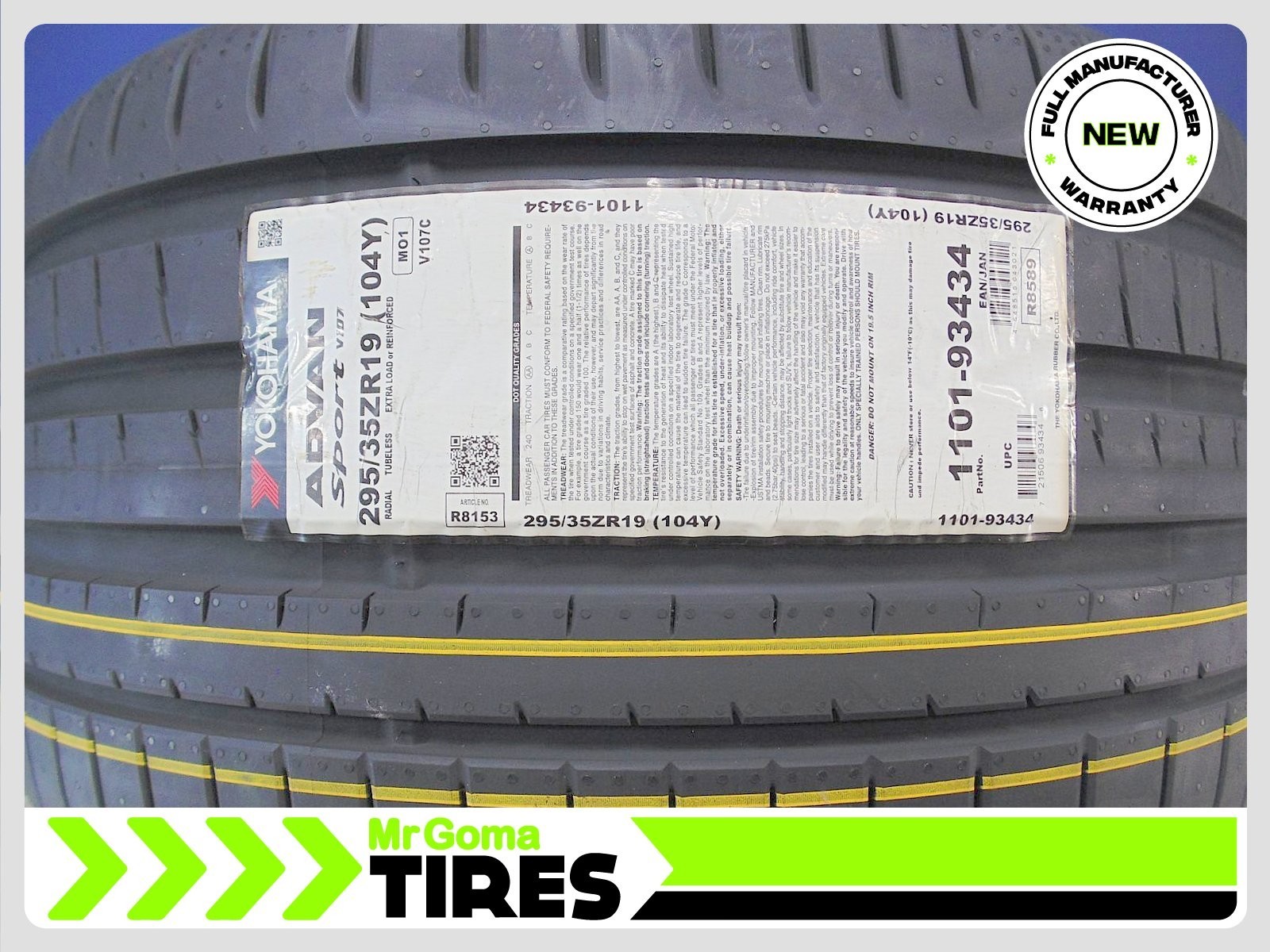 2 BRAND NEW 295/35ZR19 YOKOHAMA ADVAN SPORT V107 MO1 XL 104Y MERCEDES 2953519