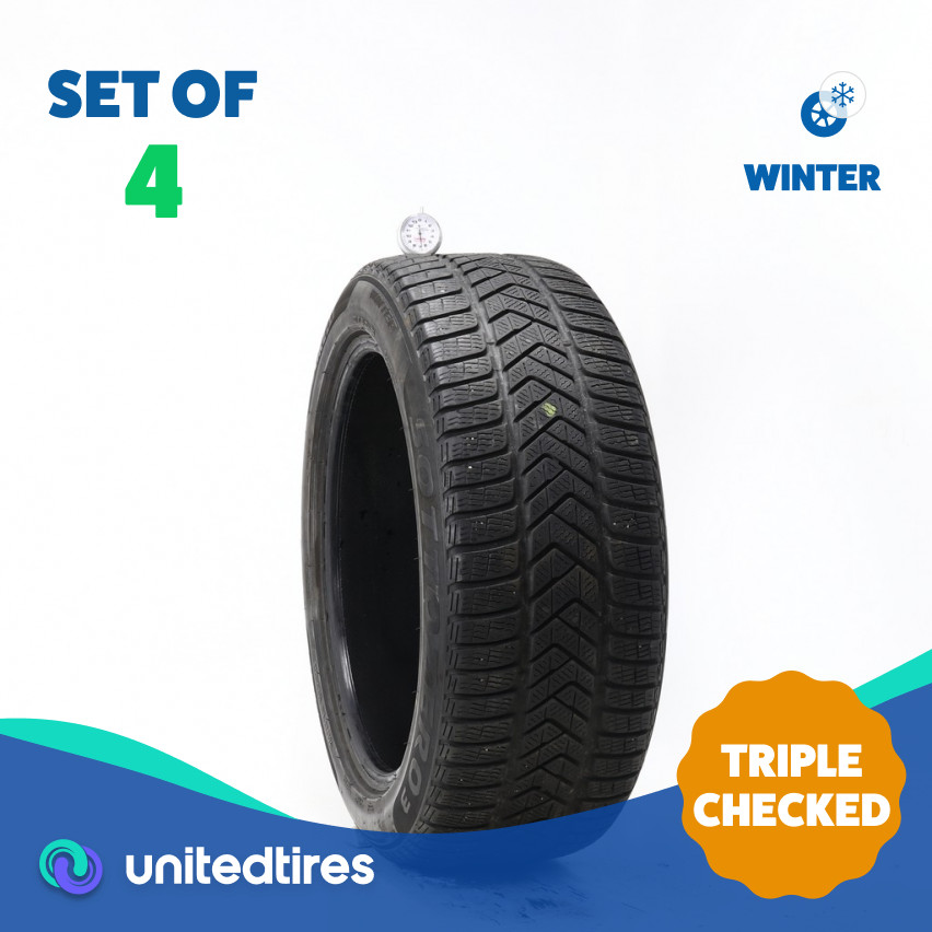 Set of (4) Used 255/45R19 Pirelli Winter Sottozero 3 MO 104V – 6.5-7/32