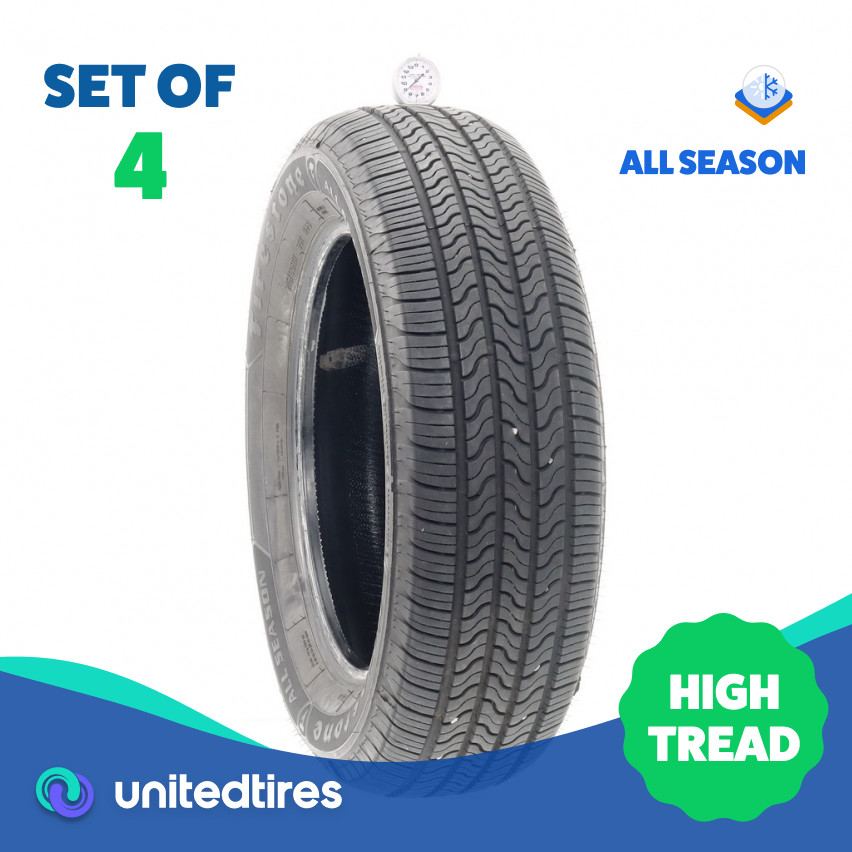 Set of (4) Used 215/60R17 Firestone All Season (Firestone) 96T – 8.5-9/32