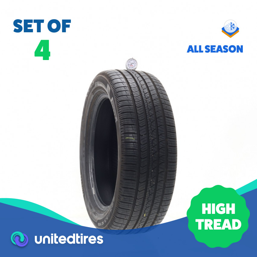 Set of (4) Used 225/55R18 Pirelli P7 AS Plus 3 98H – 9.5-10.5/32